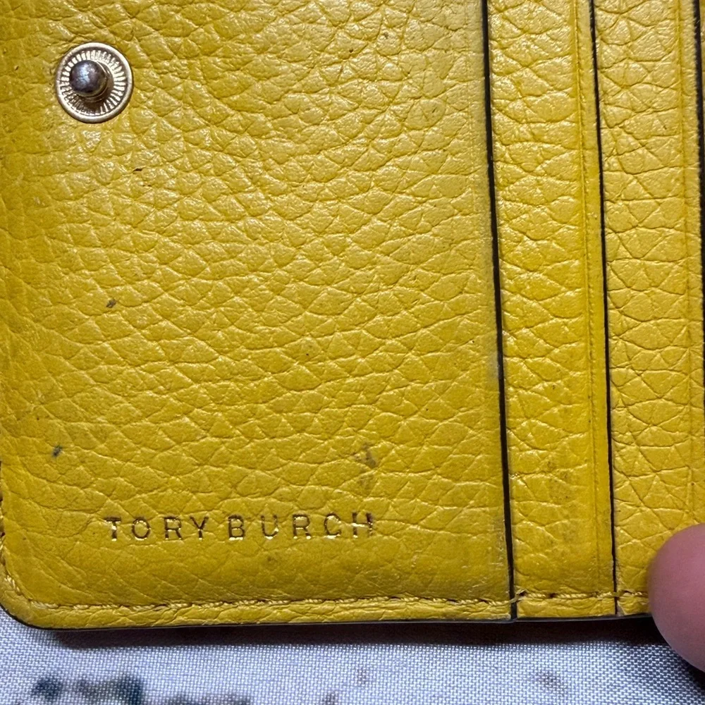 Tory Burch Bright Yellow Pebbled‎ Leather Zip-Around Wallet